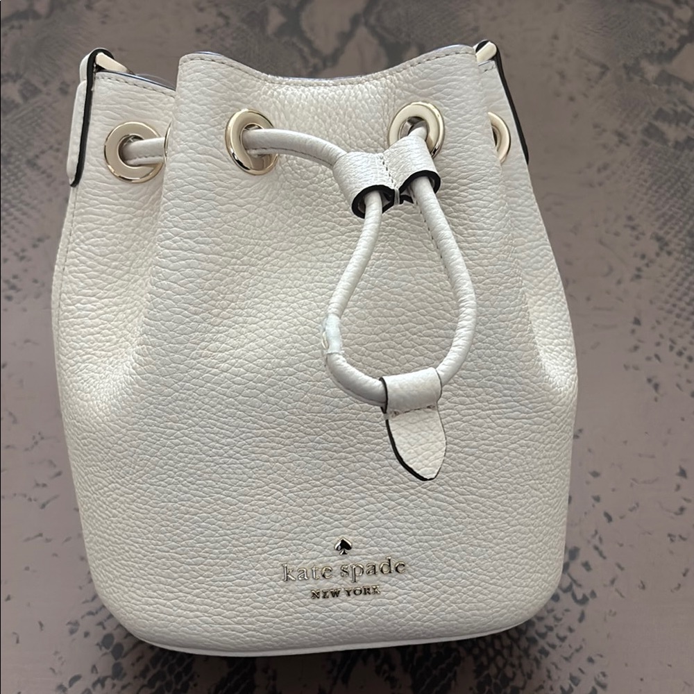 Kate Spade Leather Bucket Bag with Drawstring Closure